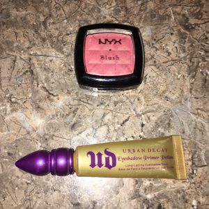 Urban Decay eyeshadow primer and Nyx blush